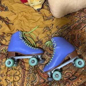 Purple Moxi Roller Skates with Green Laces